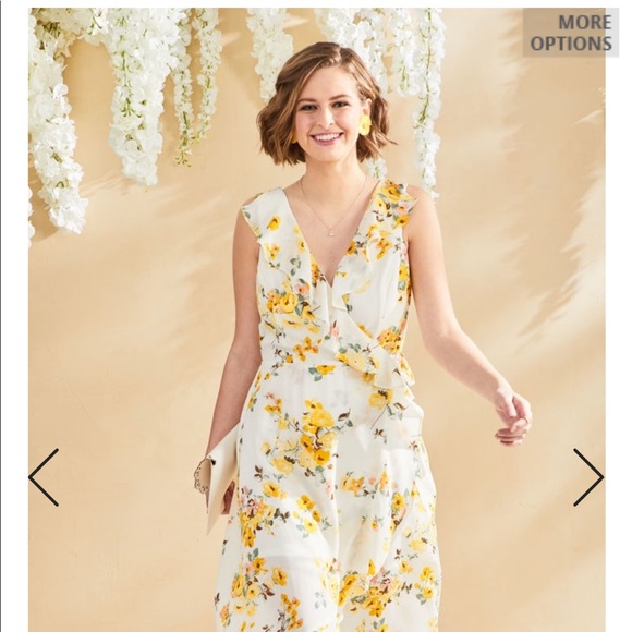 NWT 🌟Charming Charlie Yellow Floral Wrap Dress - Picture 3 of 7